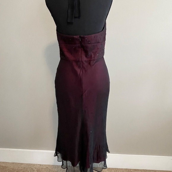 Jones NY - Tie Back Halter Midi Dress - Wine - Size 8 - Picture 6 of 12